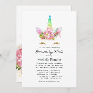 Invitation Rainbow Unicorn Baby shower par courrier