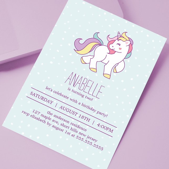 Invitation Rainbow Unicorn Girls Birthday Party (Créateur téléchargé)
