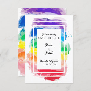 Invitation Rainbow Watercolor Collection Enregistrer la date