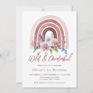 Invitation Rainbow Wild & Onedering Fleur sauvage 1er anniver