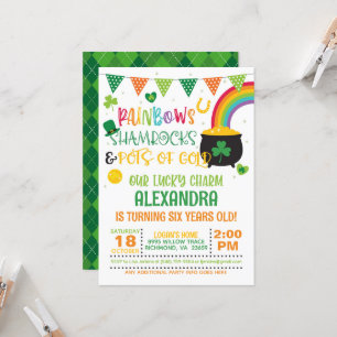 Invitation Rainbows, Shamrocks et Pots d'Or Anniversaire