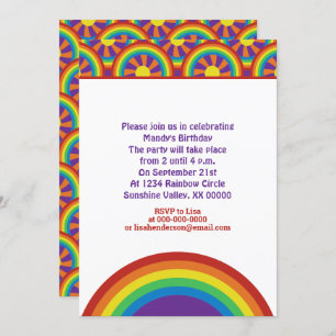 Invitation Rainbows style années 70 et Motif graphique Sun