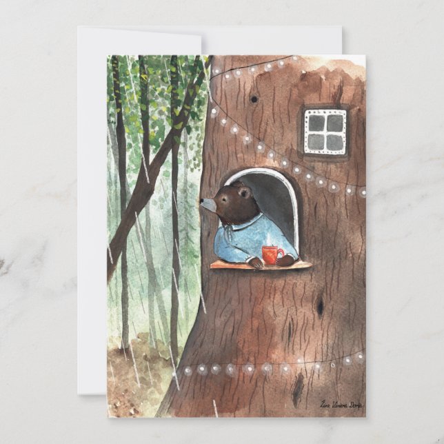 Invitation Rainy Day Bear Daydream Tea Time illustration (Devant)