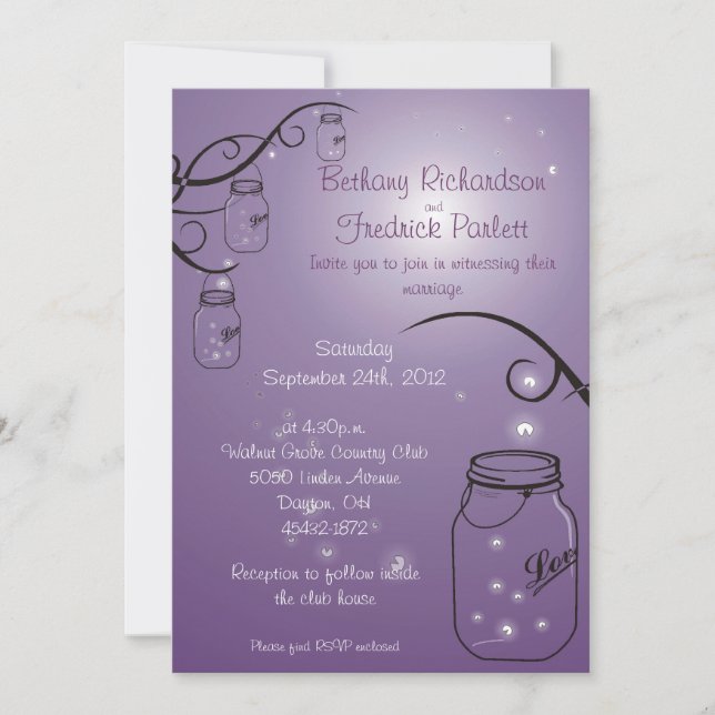 Invitation Raisin mauve de Mason Jar (Devant)