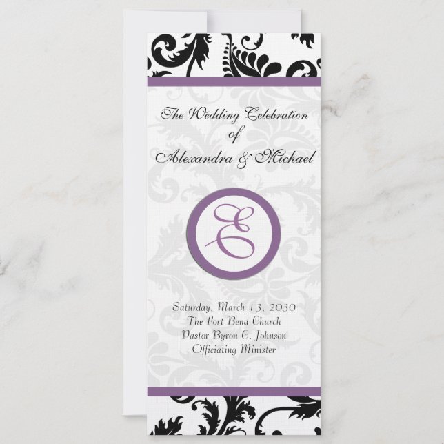 Invitation Raisin Raisin Noir Damas Fils de mariage (Devant)