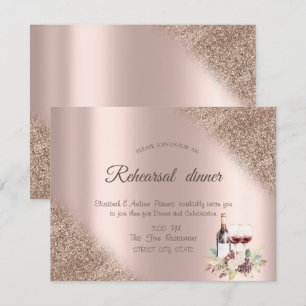 Invitation Raisins de vin élégants Rose Gold Glitter 