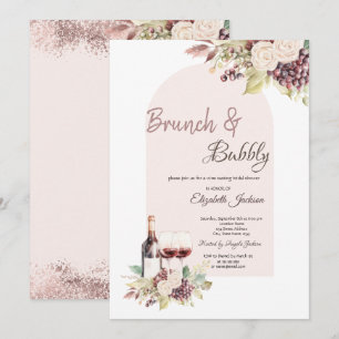 Invitation Raisins de Vin  Fleurs Bohèmes Brunch & Bulles