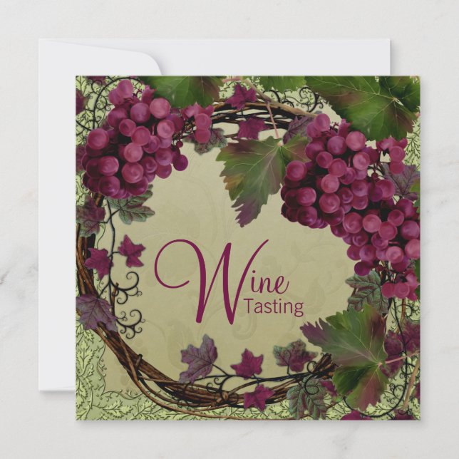 Invitation Raisins rouges Toscane Vintage Ancien Monde (Devant)