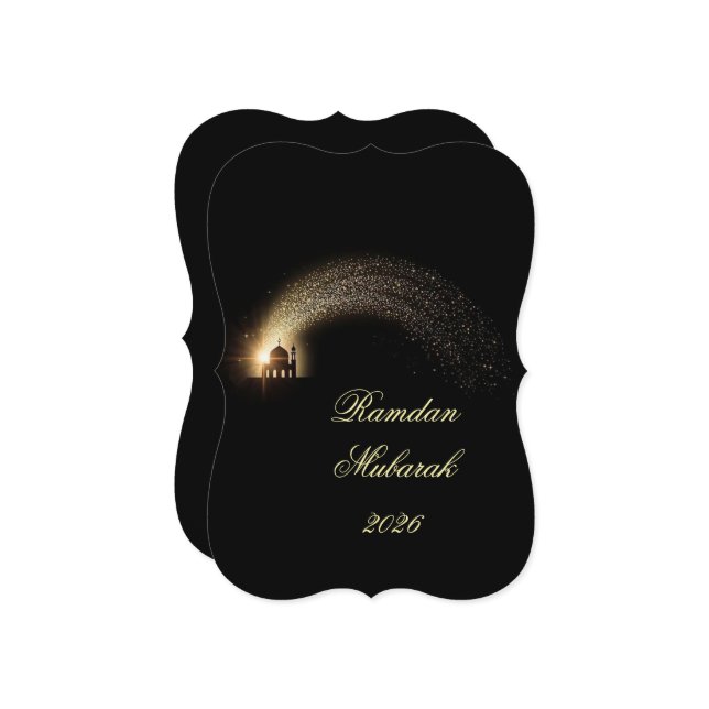 Invitation Ramadan Mubarak 2026 personalized  Elegant Card  (Devant/Arrière en situation)