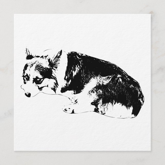 Invitation Ramassez de l'Encre, Corgi Confortable (Devant)