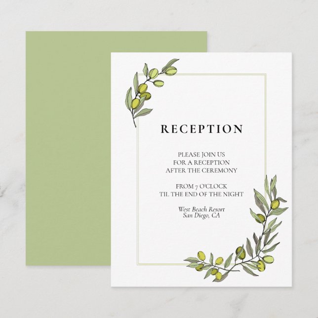 Invitation Rameaux d'olivier pour réception de mariage (Devant / Derrière)