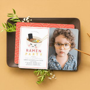 Invitation Ramen Japonais Chinois Nouille Photo Enfant Annive