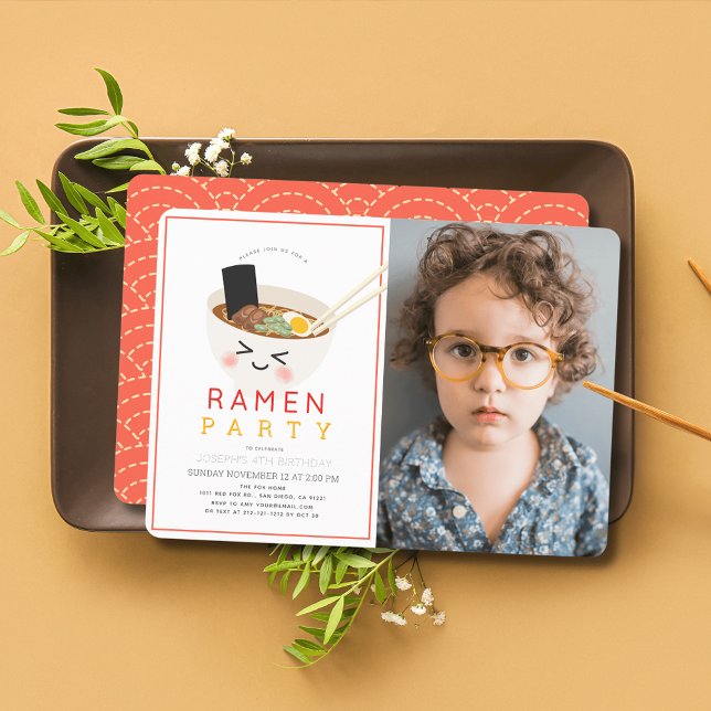 Invitation Ramen Japonais Chinois Nouille Photo Enfant Annive (Créateur téléchargé)