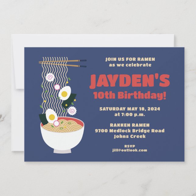 Invitation Ramen Noodle fête d'anniversaire (Devant)