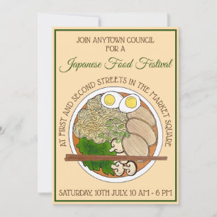 Invitation Ramen Noodles Chopsticks Festival alimentaire japo