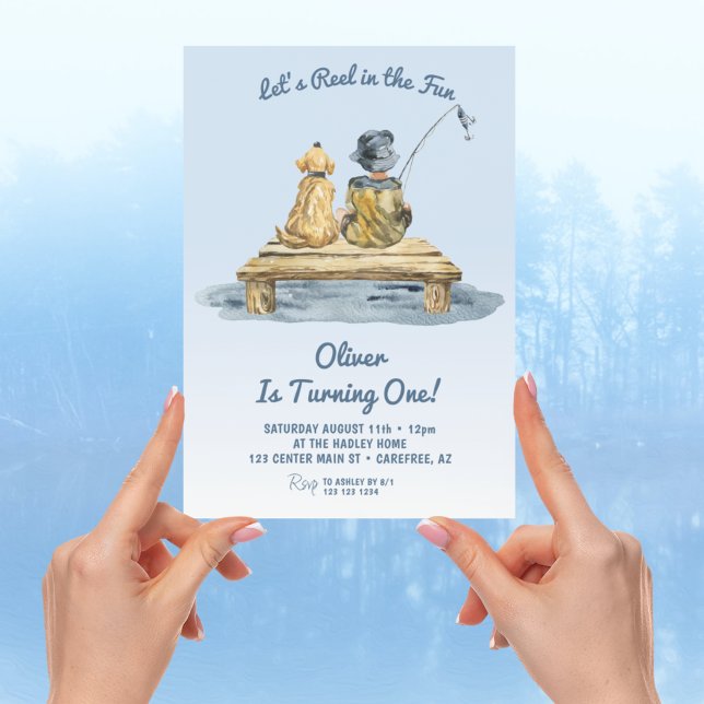 Invitation Ramenez l'Amusement Pêche Bleu 1er Anniversaire (Créateur téléchargé)