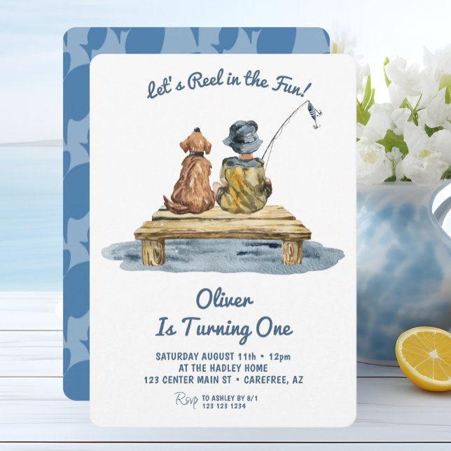 Invitation Ramenez le plaisir garçon pêche 1er anniversaire (Créateur téléchargé)