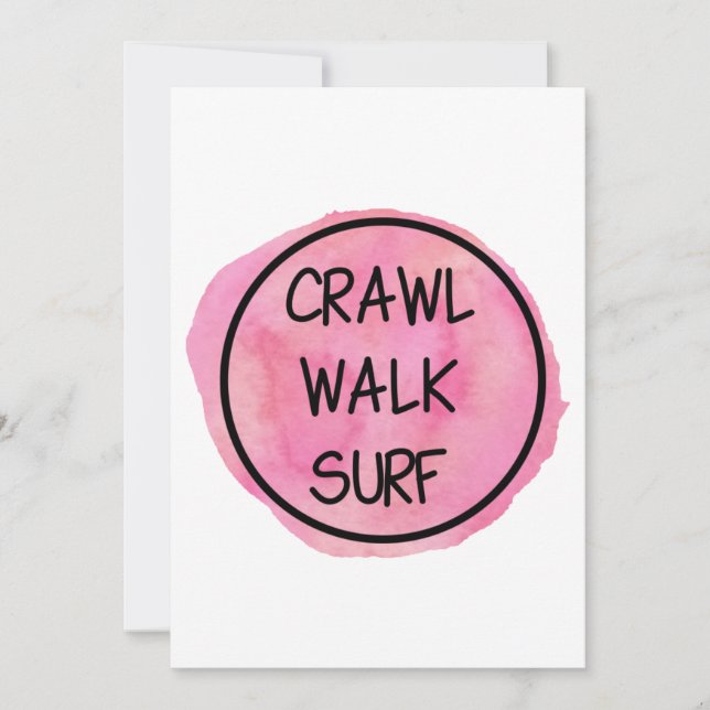 Invitation Ramper Marcher Surfer avec design rose (Devant)