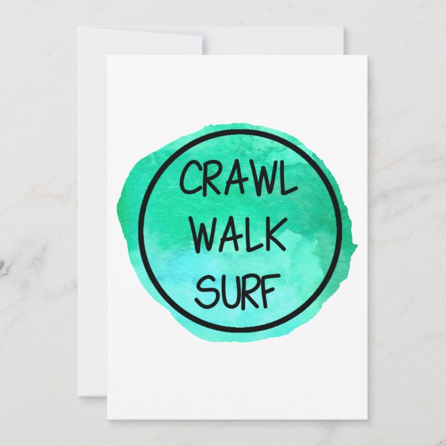 Invitation Ramper Marcher Surfer avec Design Vert (Devant)