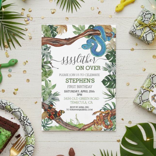 Invitation Rampez sur l'anniversaire de l'amoureux des reptil (Créateur téléchargé)