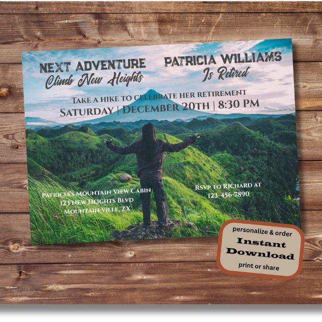 Invitation Randonnée de retraite Prochaine aventure Hauteurs  (Créateur téléchargé)