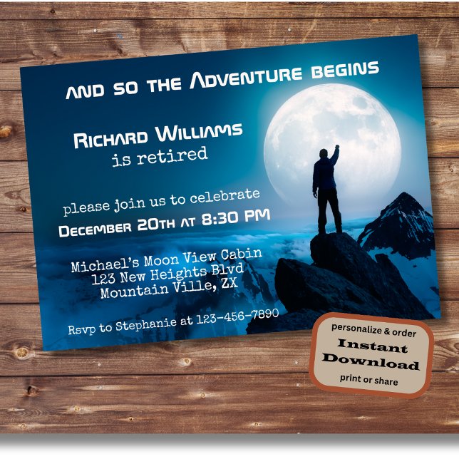 Invitation Randonnée de retraite Prochaine aventure vers la l (Créateur téléchargé)