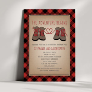 Invitation Randonnées Boots Adventure Plaid Wedding shower