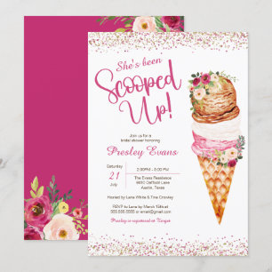 Invitation Rangée, Crème de glace Fête des mariées florale 