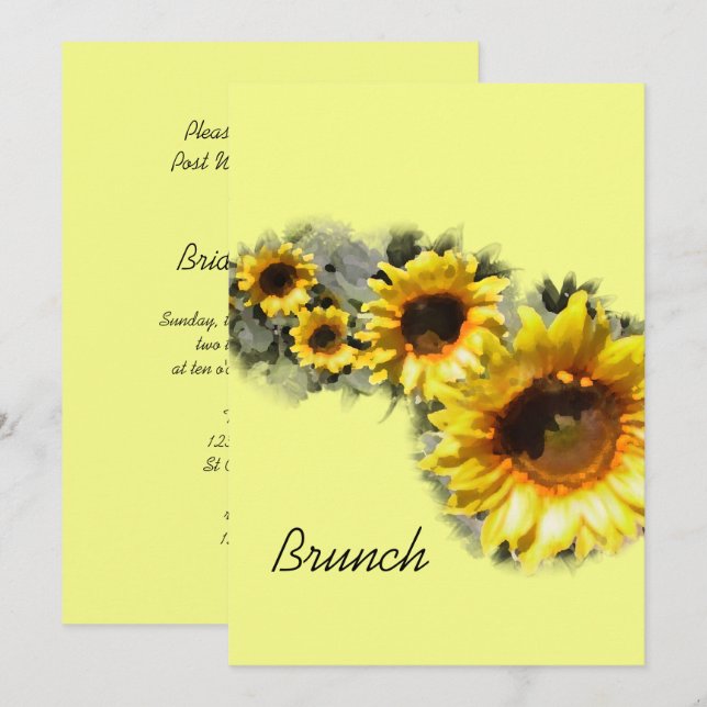 Invitation Rangée de tournesols après le brunch de mariage de (Devant / Derrière)