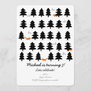 Invitation rangées de forêt sauvage sur fond blanc