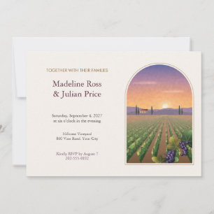 Invitation Rangées de vignes au coucher du soleil Panneau de