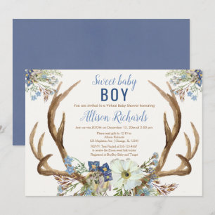 Invitation Rangeurs de cerfs de Russie Sweet boy Baby shower 