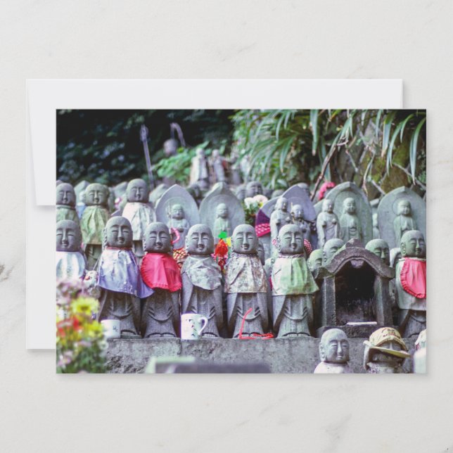 Invitation Rangs de petites statues de moines Jizo avec des b (Devant)