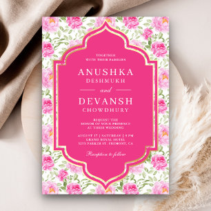 Invitation Rani rose motif floral tout en un Mariage indien