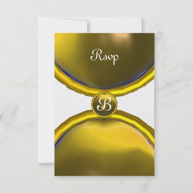 Invitation RANNEAUX MAGIQUES, MONOGRAM rsvp gem glace jaune (Devant)