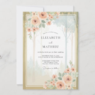 Invitation Ranunculus Champagne Abricot Mariage Eucalyptus As