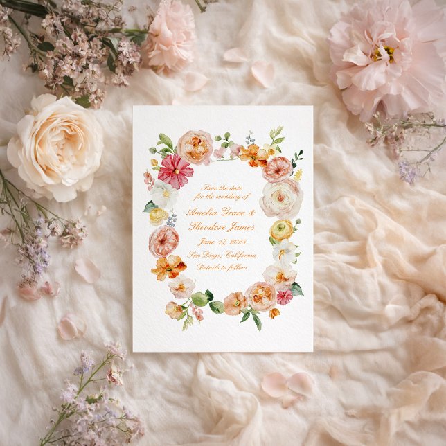 Invitation Ranunculus Citrus Mariage d'Été Enregistrez la Dat (Créateur téléchargé)