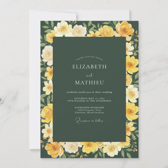 Invitation Ranunculus Eucalyptus Mariage Forêt d'Or (Devant)