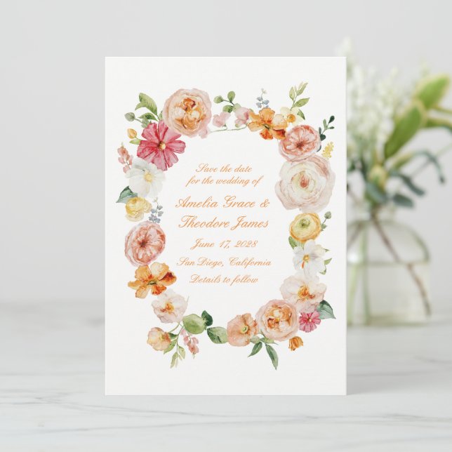 Invitation Ranunculus Mariage de Jardin d'Été Enregistrez la  (Debout devant)