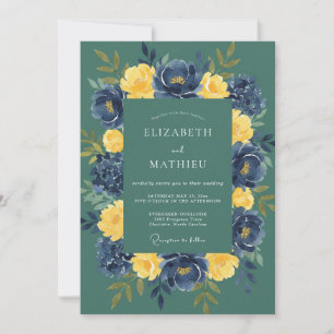 Invitation Ranunculus Moutarde Sarcelle Mariage Eucalyptus Do