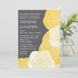 Invitation Ranunculus Rose Lime gris jaune Mariage moderne