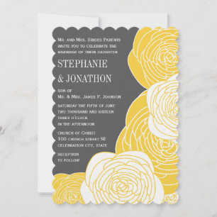 Invitation Ranunculus Rose Lime gris jaune Mariage moderne