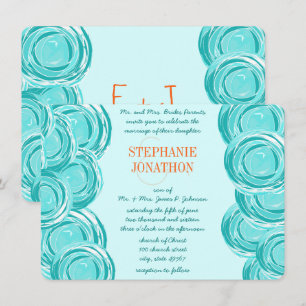 Invitation Ranunculus Rose Mint Coral Mariage moderne Invitat