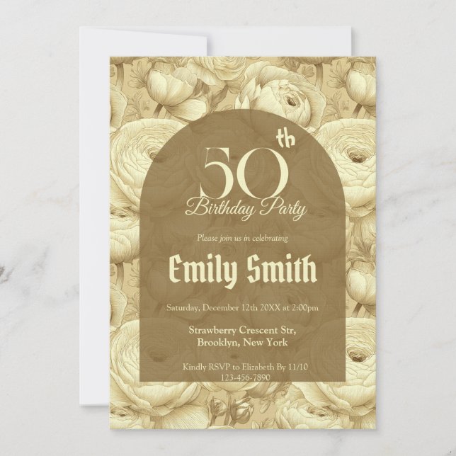 Invitation Ranunculus Tendance Luxe Fêtes Inspirées de la Nat (Devant)