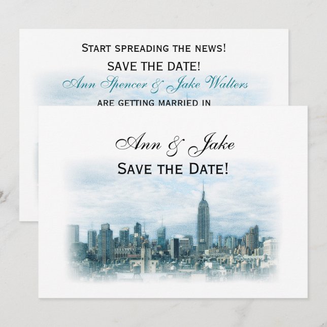 Invitation Rappel de rendez-vous avec la skyline de NYC coule (Devant / Derrière)