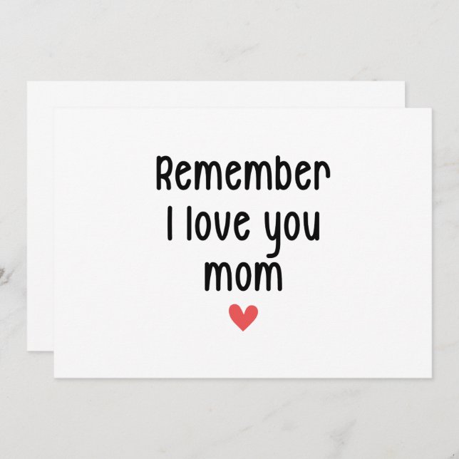 Invitation Rappelle-toi que je t'aime Maman Cadeaux drôles de (Devant / Derrière)