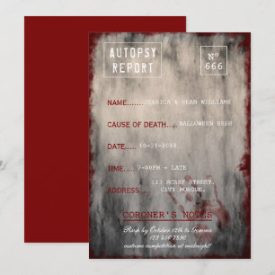 Invitation Rapport d'autopsie de Grunge Halloween Bash