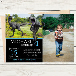 Invitation Raptor Velociraptor Photo Anniversaire