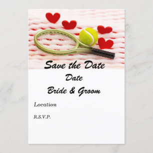 Invitation Raquette de tennis et balle avec amour
