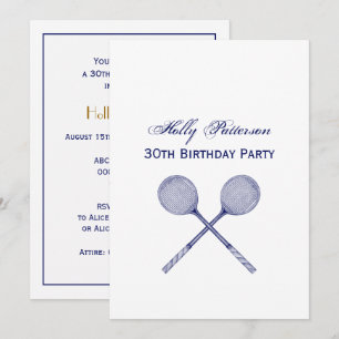 Invitation Raquettes de squash croisées bleues